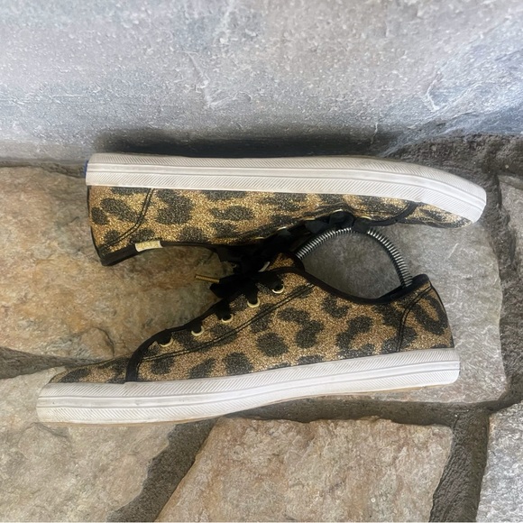 Keds x Kate Spade Gold Black Glitter Cheetah Leopard Shoes Sneakers Women’s 5 - Picture 4 of 6